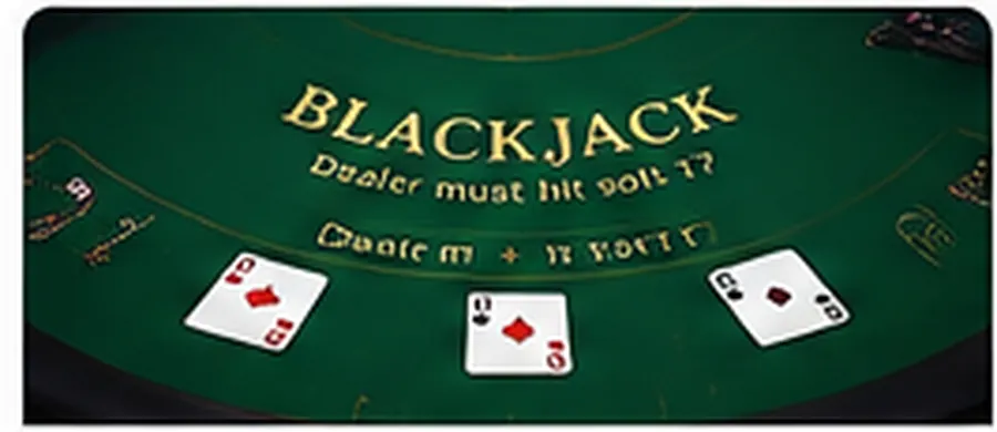 Blackjack table with cards and betting layout