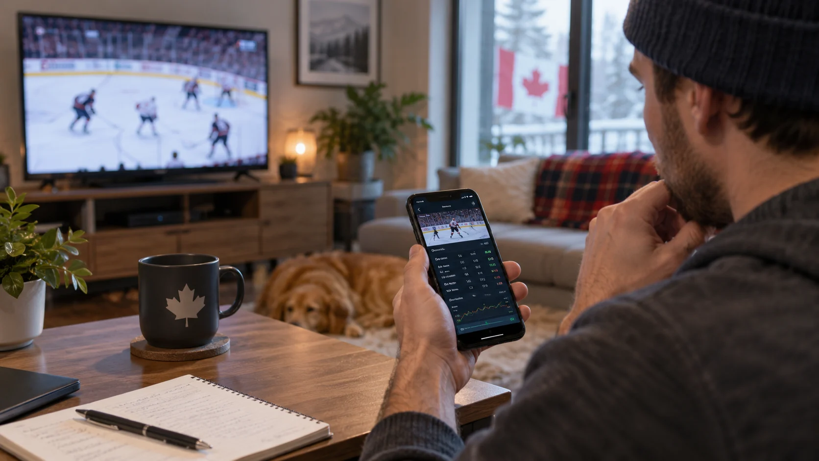 Hockey betting scene representing NHL totals and Over/Under markets