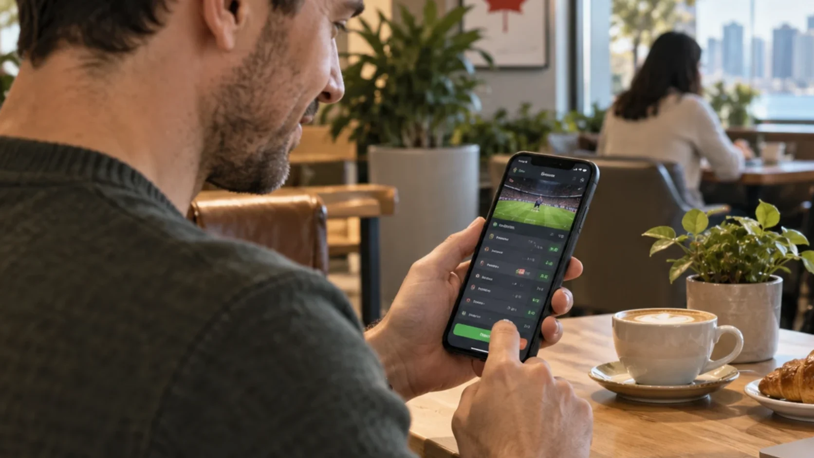 Soccer bettor reviewing player-specific markets on a phone