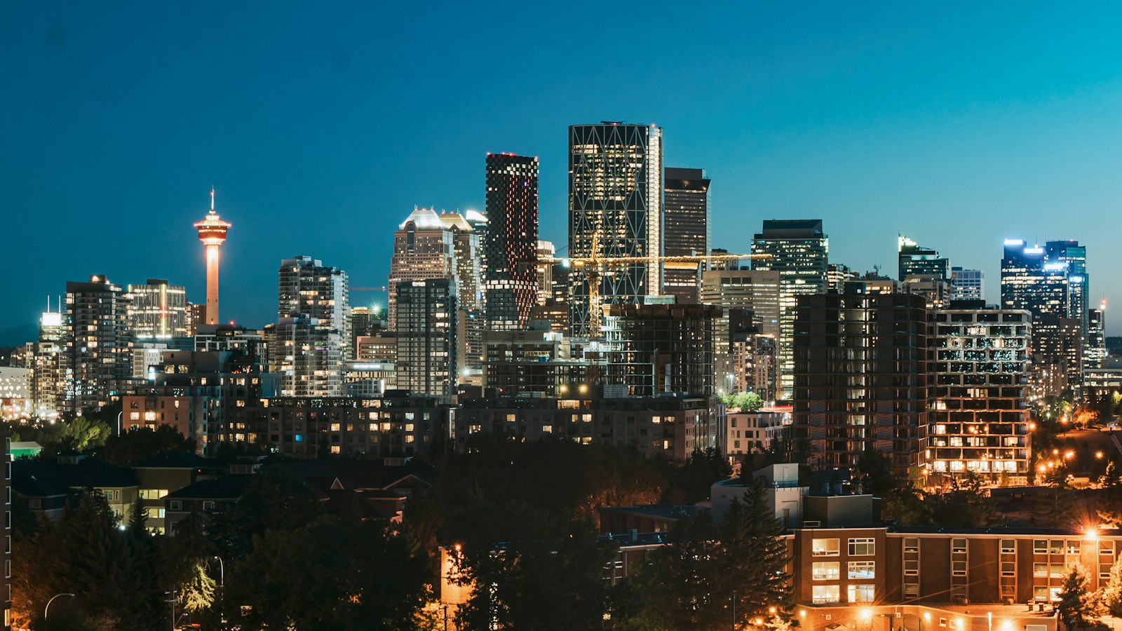 Calgary skyline at night